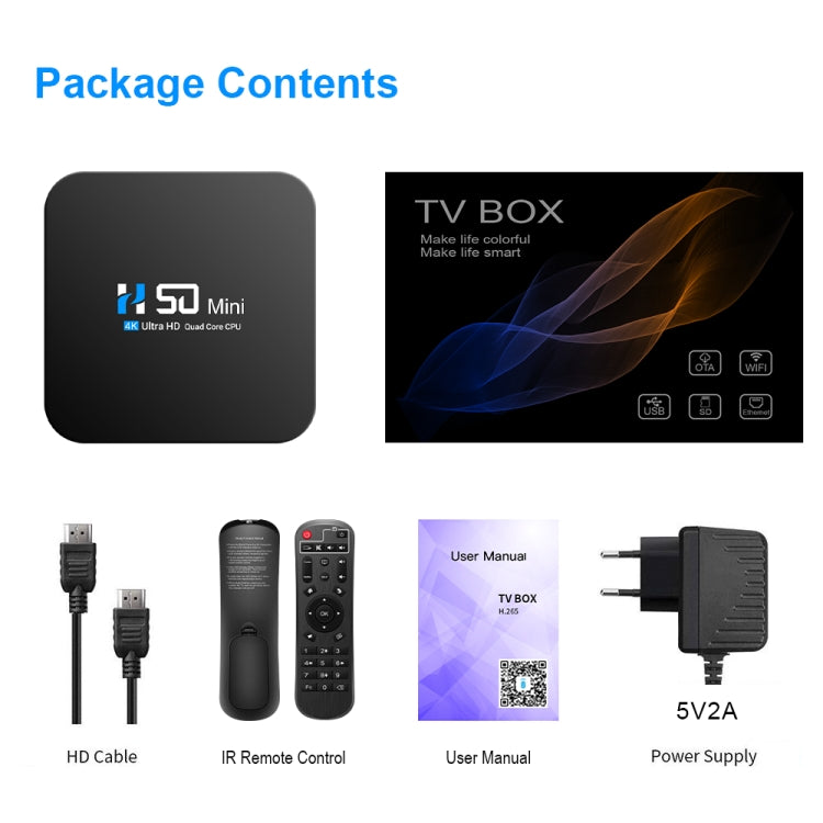 H50 Mini 4K Smart Network TV Box, Android 10.0, RK3318 Quad Core, 2GB+16GB, US Plug - RK3318 by buy2fix | Online Shopping UK | buy2fix