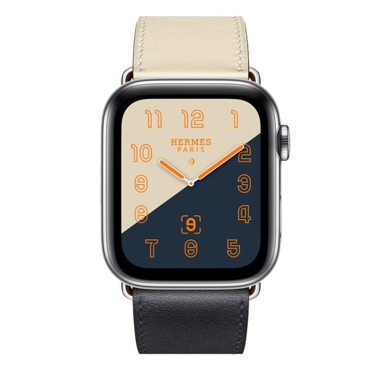 Two Color Single Loop Leather Wrist Strap Watch Band for Apple Watch Series 3 & 2 & 1 42mm, Color:Bright Blue+Pink White+Orange - Watch Bands by buy2fix | Online Shopping UK | buy2fix