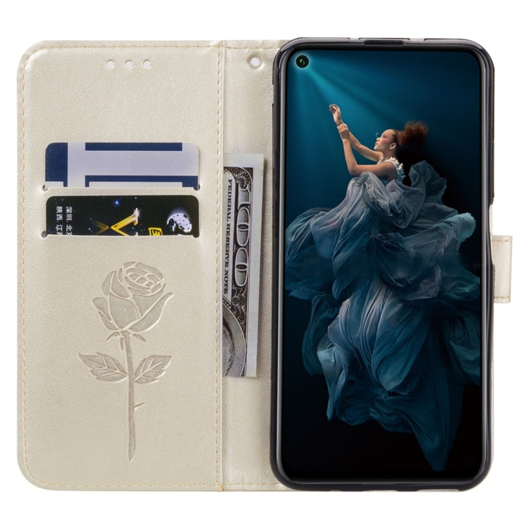 Rose Embossed Horizontal Flip PU Leather Case with Holder & Card Slots & Wallet for Huawei Honor 20(Gold) - Honor Cases by buy2fix | Online Shopping UK | buy2fix