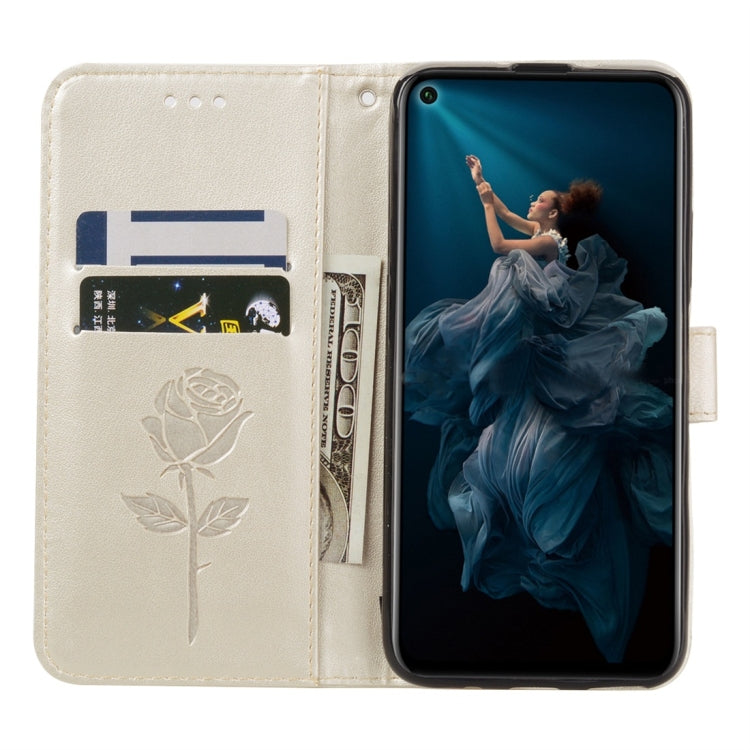 Rose Embossed Horizontal Flip PU Leather Case with Holder & Card Slots & Wallet for Huawei Honor 20 Pro(Gold) - Honor Cases by buy2fix | Online Shopping UK | buy2fix