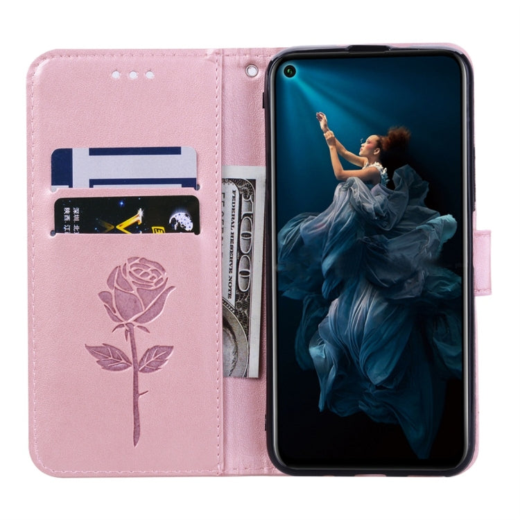 Rose Embossed Horizontal Flip PU Leather Case with Holder & Card Slots & Wallet for Huawei Honor 20 Pro(Rose Gold) - Honor Cases by buy2fix | Online Shopping UK | buy2fix