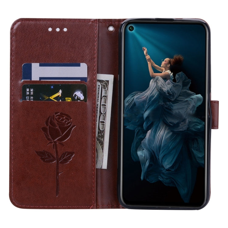 Rose Embossed Horizontal Flip PU Leather Case with Holder & Card Slots & Wallet for Huawei Honor 20 Pro(Brown) - Honor Cases by buy2fix | Online Shopping UK | buy2fix
