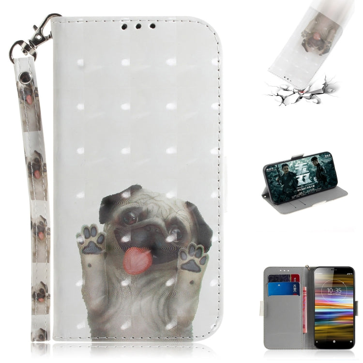 3D Painting Pattern Coloured Drawing Horizontal Flip Leather Case with Holder & Card Slots & Wallet For Sony Xperia L3(Pug) - Sony Cases by buy2fix | Online Shopping UK | buy2fix