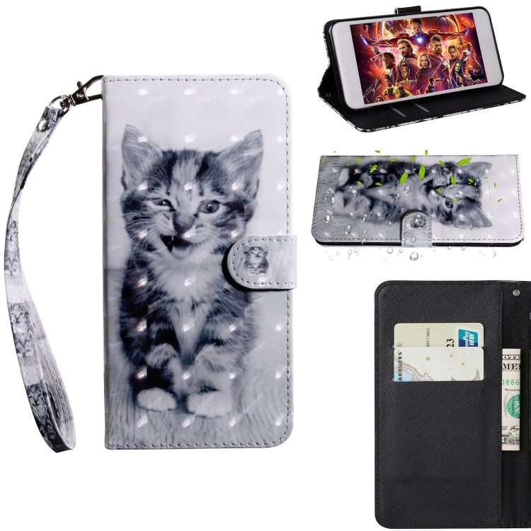 3D Painting Pattern Coloured Drawing Horizontal Flip TPU + PU Leather Case with Holder & Card Slots & Wallet For LG K40(Smile Cat) - LG Cases by buy2fix | Online Shopping UK | buy2fix