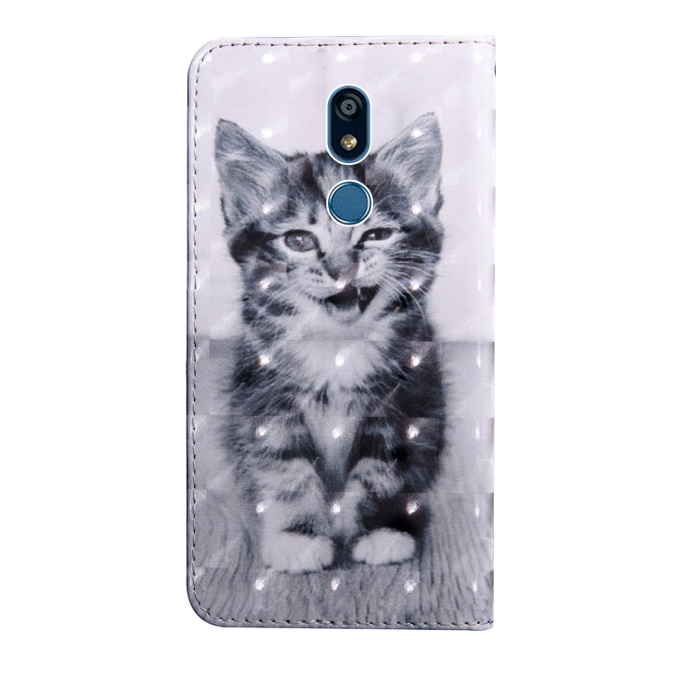 3D Painting Pattern Coloured Drawing Horizontal Flip TPU + PU Leather Case with Holder & Card Slots & Wallet For LG K40(Smile Cat) - LG Cases by buy2fix | Online Shopping UK | buy2fix