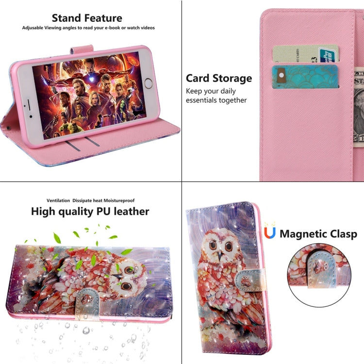 3D Coloured Drawing Pattern Horizontal Flip Leather Case with Holder & Card Slots & Wallet & Lanyard for Huawei Honor 20 Lite(Coloured Owl) - Honor Cases by buy2fix | Online Shopping UK | buy2fix