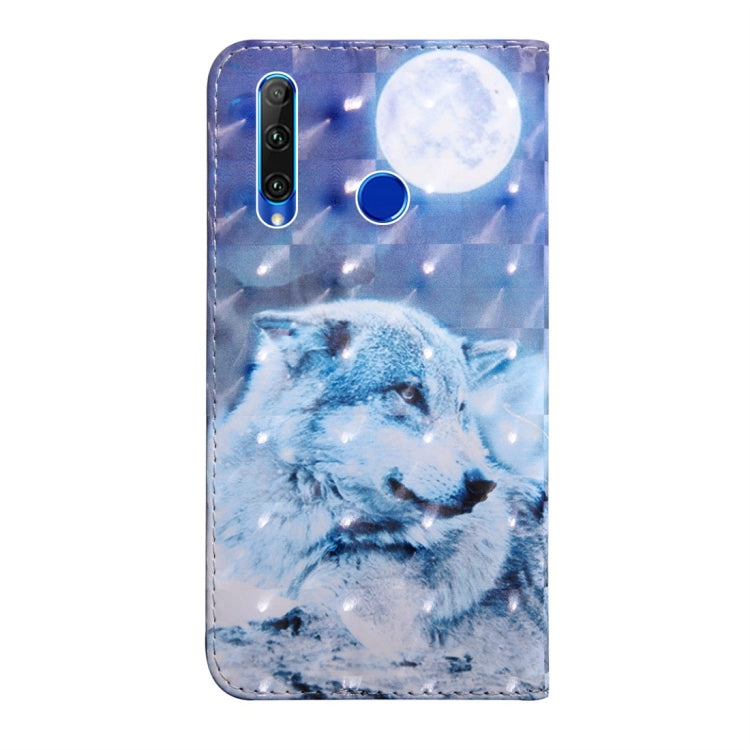 3D Coloured Drawing Pattern Horizontal Flip Leather Case with Holder & Card Slots & Wallet & Lanyard for Huawei Honor 20 Lite(Wolf Under The Moon) - Honor Cases by buy2fix | Online Shopping UK | buy2fix