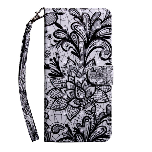 3D Coloured Drawing Pattern Horizontal Flip Leather Case with Holder & Card Slots & Wallet & Lanyard for Huawei Honor 20 Lite(Black Lace) - Honor Cases by buy2fix | Online Shopping UK | buy2fix
