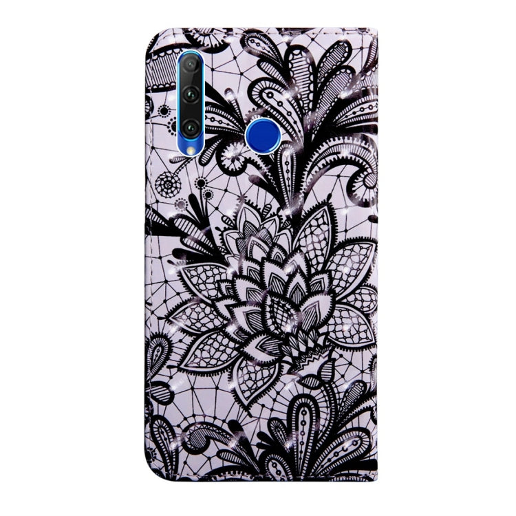 3D Coloured Drawing Pattern Horizontal Flip Leather Case with Holder & Card Slots & Wallet & Lanyard for Huawei Honor 20 Lite(Black Lace) - Honor Cases by buy2fix | Online Shopping UK | buy2fix