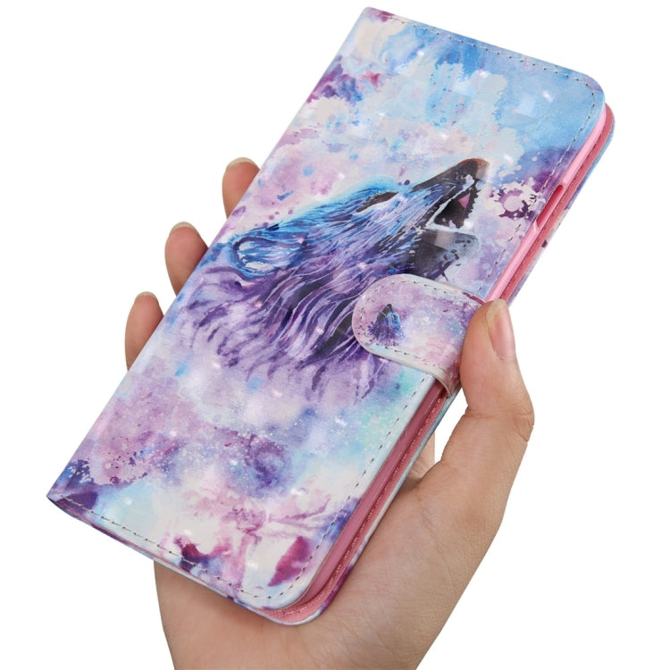 3D Coloured Drawing Pattern Horizontal Flip Leather Case with Holder & Card Slots & Wallet & Lanyard for LG K50 / Q60(Roaring Wolf) - LG Cases by buy2fix | Online Shopping UK | buy2fix