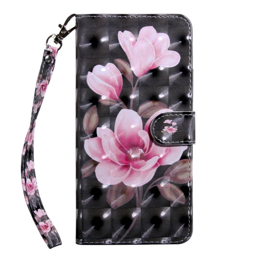 3D Coloured Drawing Pattern Horizontal Flip Leather Case with Holder & Card Slots & Wallet & Lanyard for LG K50 / Q60(Black-ground Pink Flower) - LG Cases by buy2fix | Online Shopping UK | buy2fix