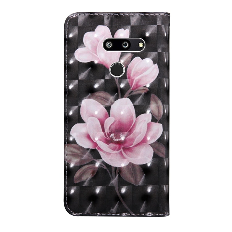 3D Coloured Drawing Pattern Horizontal Flip Leather Case with Holder & Card Slots & Wallet & Lanyard for LG K50 / Q60(Black-ground Pink Flower) - LG Cases by buy2fix | Online Shopping UK | buy2fix