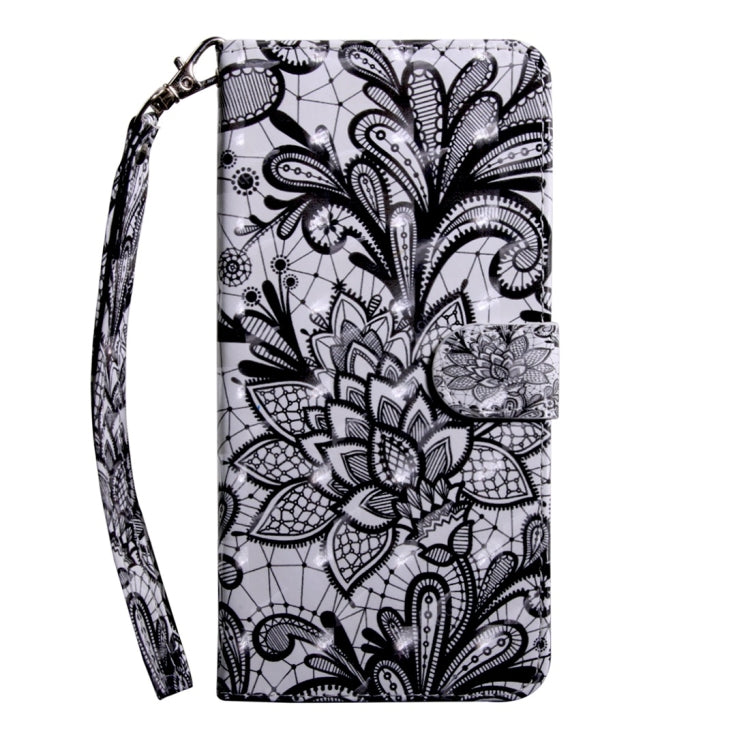 3D Coloured Drawing Pattern Horizontal Flip Leather Case with Holder & Card Slots & Wallet & Lanyard for LG K50 / Q60(Black Lace) - LG Cases by buy2fix | Online Shopping UK | buy2fix