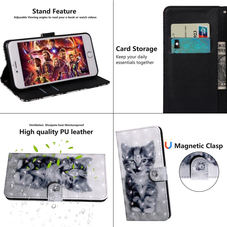 3D Painting Pattern Coloured Drawing Horizontal Flip TPU + PU Leather Case with Holder & Card Slots & Wallet For Huawei Y5 2019(Smile Cat) by buy2fix