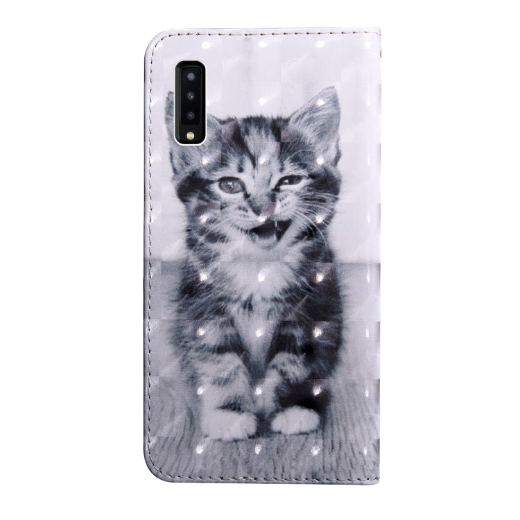 3D Painting Pattern Coloured Drawing Horizontal Flip TPU + PU Leather Case with Holder & Card Slots & Wallet For Galaxy A7 (2018)(Smile Cat) - Galaxy Phone Cases by buy2fix | Online Shopping UK | buy2fix