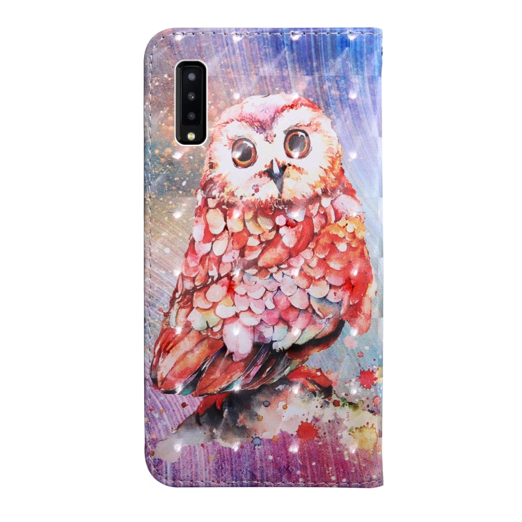 3D Painting Pattern Coloured Drawing Horizontal Flip TPU + PU Leather Case with Holder & Card Slots & Wallet For Galaxy A7 (2018)(Color Owl) - Galaxy Phone Cases by buy2fix | Online Shopping UK | buy2fix