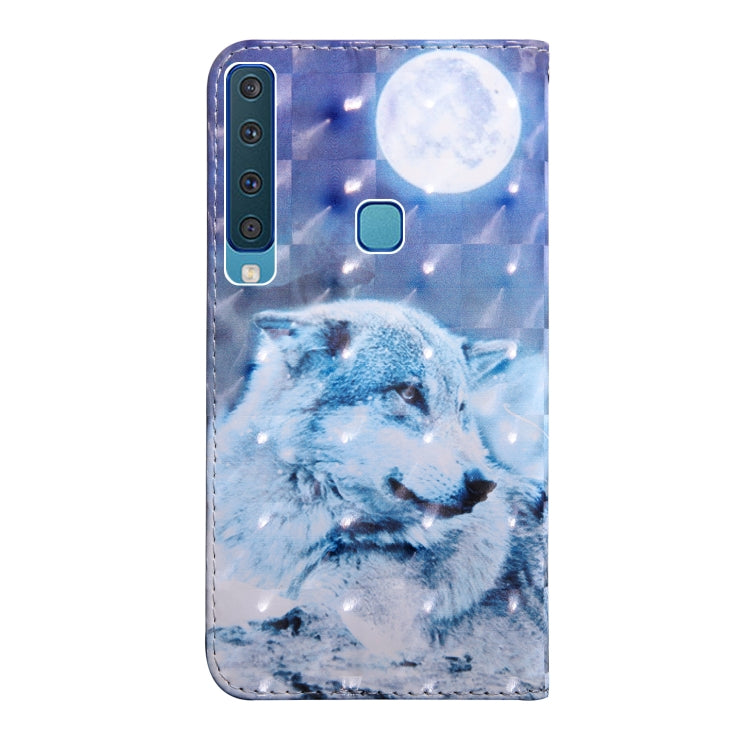 3D Painting Pattern Coloured Drawing Horizontal Flip TPU + PU Leather Case with Holder & Card Slots & Wallet For Galaxy A9 (2018)(Moon Wolf) - Galaxy Phone Cases by buy2fix | Online Shopping UK | buy2fix