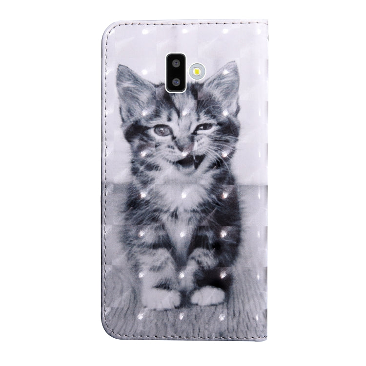 3D Painting Pattern Coloured Drawing Horizontal Flip TPU + PU Leather Case with Holder & Card Slots & Wallet For Galaxy J6+(Smile Cat) - Galaxy Phone Cases by buy2fix | Online Shopping UK | buy2fix