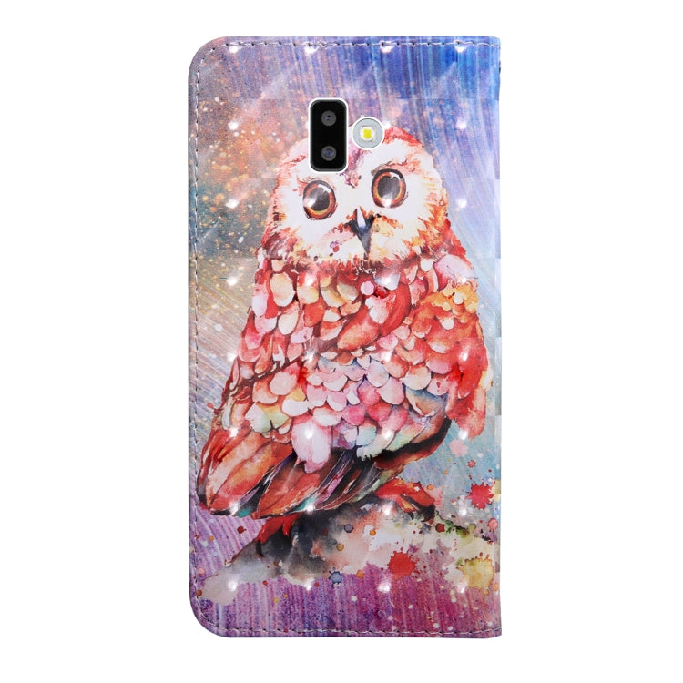 3D Painting Pattern Coloured Drawing Horizontal Flip TPU + PU Leather Case with Holder & Card Slots & Wallet For Galaxy J6+(Color Owl) - Galaxy Phone Cases by buy2fix | Online Shopping UK | buy2fix
