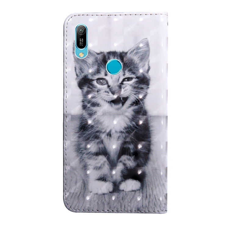 3D Painting Pattern Coloured Drawing Horizontal Flip TPU + PU Leather Case with Holder & Card Slots & Wallet For Huawei Y6 2019 / Y6 Pro 2019 /  Honor Play 8A(Smile Cat) - Honor Cases by buy2fix | Online Shopping UK | buy2fix