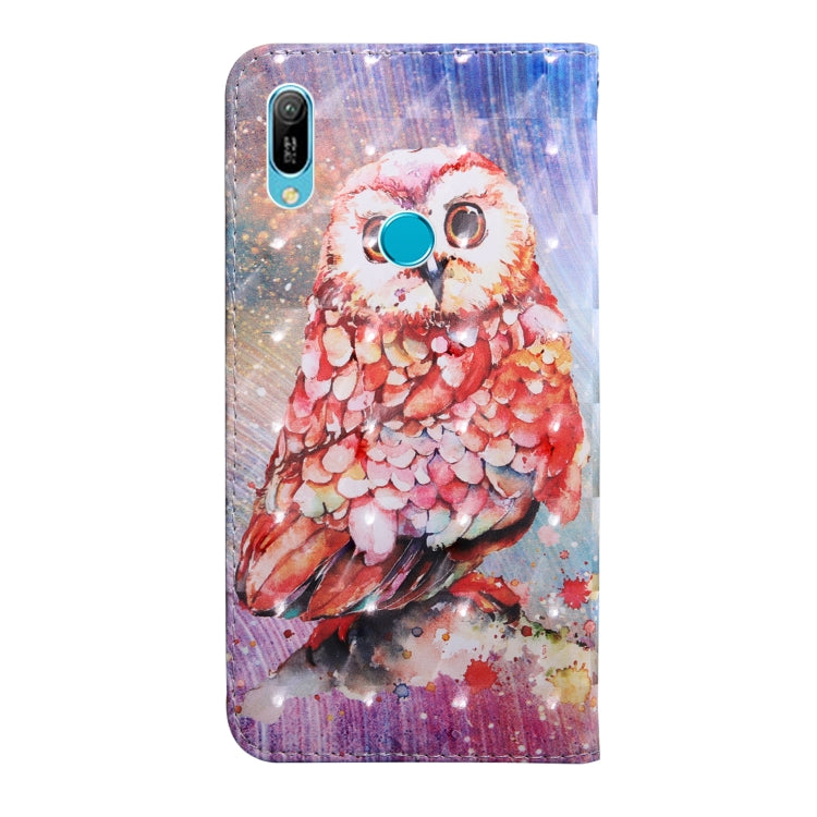 3D Painting Pattern Coloured Drawing Horizontal Flip TPU + PU Leather Case with Holder & Card Slots & Wallet For Huawei Y6 2019 / Y6 Pro 2019 /  Honor Play 8A(Color Owl) - Honor Cases by buy2fix | Online Shopping UK | buy2fix