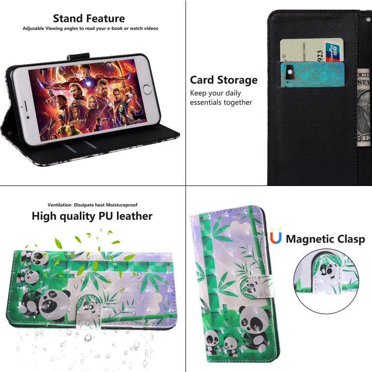 3D Painting Pattern Coloured Drawing Horizontal Flip TPU + PU Leather Case with Holder & Card Slots & Wallet For Motorola MOTO G7 Power EU / US Version(Bamboo Panda) by buy2fix