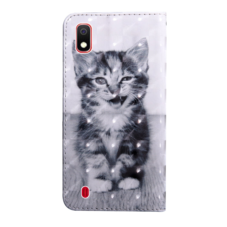 3D Painting Pattern Coloured Drawing Horizontal Flip TPU + PU Leather Case with Holder & Card Slots & Wallet, For:For Galaxy A10(Smile Cat) - Galaxy Phone Cases by buy2fix | Online Shopping UK | buy2fix