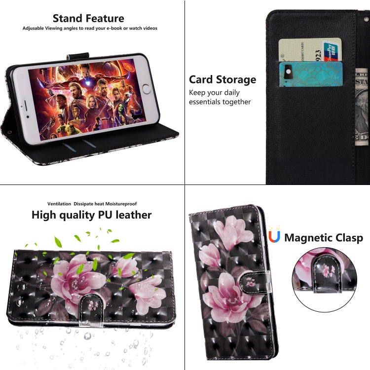 3D Painting Pattern Coloured Drawing Horizontal Flip TPU + PU Leather Case with Holder & Card Slots & Wallet, For:For Galaxy A10(Pink Flower) - Galaxy Phone Cases by buy2fix | Online Shopping UK | buy2fix
