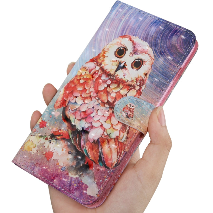 3D Painting Pattern Coloured Drawing Horizontal Flip TPU + PU Leather Case with Holder & Card Slots & Wallet, For:For Galaxy A10(Color Owl) - Galaxy Phone Cases by buy2fix | Online Shopping UK | buy2fix