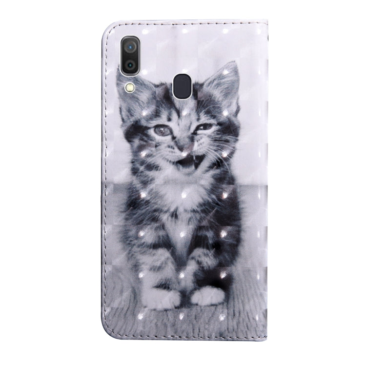 3D Painting Pattern Coloured Drawing Horizontal Flip TPU + PU Leather Case with Holder & Card Slots & Wallet, For:For Galaxy A40(Smile Cat) - Galaxy Phone Cases by buy2fix | Online Shopping UK | buy2fix