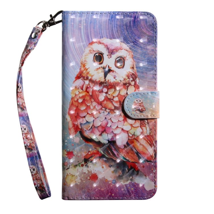 3D Painting Pattern Coloured Drawing Horizontal Flip TPU + PU Leather Case with Holder & Card Slots & Wallet, For:For Galaxy A40(Color Owl) - Galaxy Phone Cases by buy2fix | Online Shopping UK | buy2fix