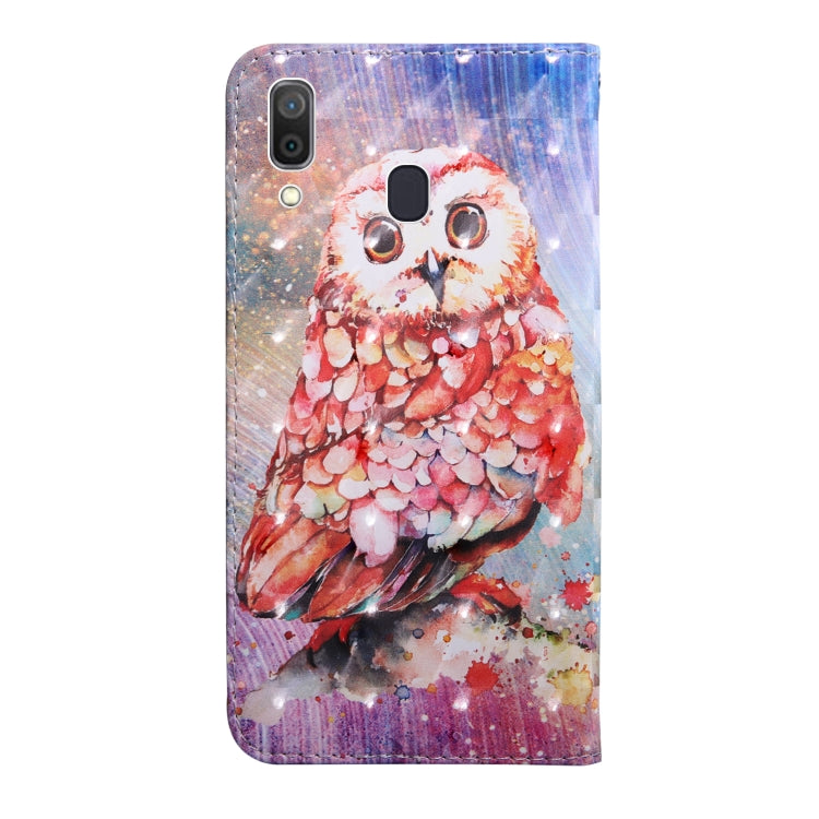 3D Painting Pattern Coloured Drawing Horizontal Flip TPU + PU Leather Case with Holder & Card Slots & Wallet, For:For Galaxy A40(Color Owl) - Galaxy Phone Cases by buy2fix | Online Shopping UK | buy2fix
