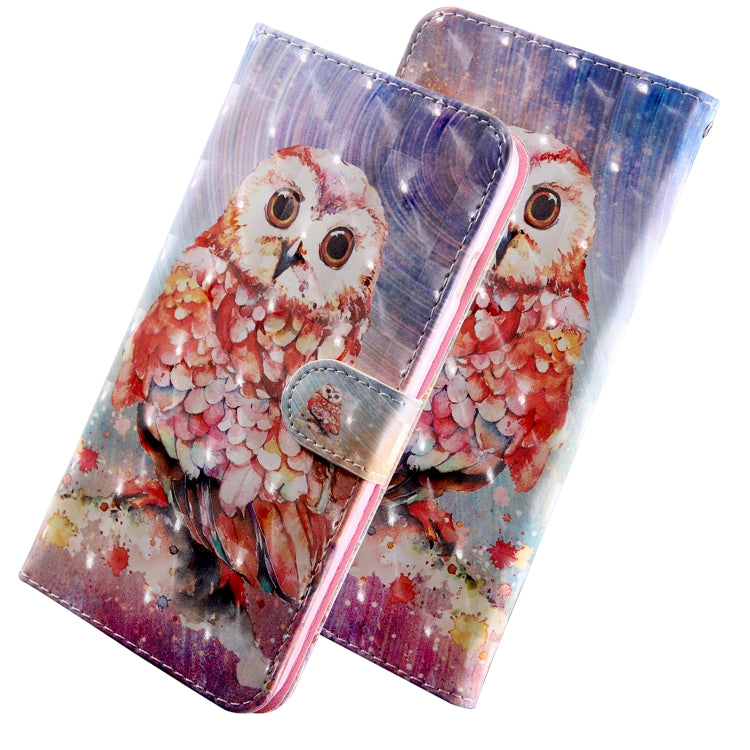 3D Painting Pattern Coloured Drawing Horizontal Flip TPU + PU Leather Case with Holder & Card Slots & Wallet, For:For Galaxy A40(Color Owl) - Galaxy Phone Cases by buy2fix | Online Shopping UK | buy2fix