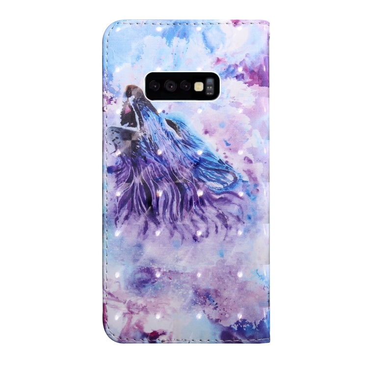 3D Painting Pattern Coloured Drawing Horizontal Flip TPU + PU Leather Case with Holder & Card Slots & Wallet For Galaxy S10e(Roaring Wolf) - Galaxy Phone Cases by buy2fix | Online Shopping UK | buy2fix