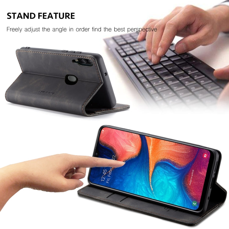CaseMe-013 Multi-functional Retro Frosted Horizontal Flip Leather Case with Card Slot & Holder & Wallet For Galaxy A20e(Black) by CaseMe