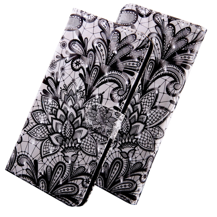 3D Painting Pattern Coloured Drawing Horizontal Flip TPU + PU Leather Case with Holder & Card Slots & Wallet for Huawei Y6 2018 (Black Lace) - Huawei Cases by buy2fix | Online Shopping UK | buy2fix
