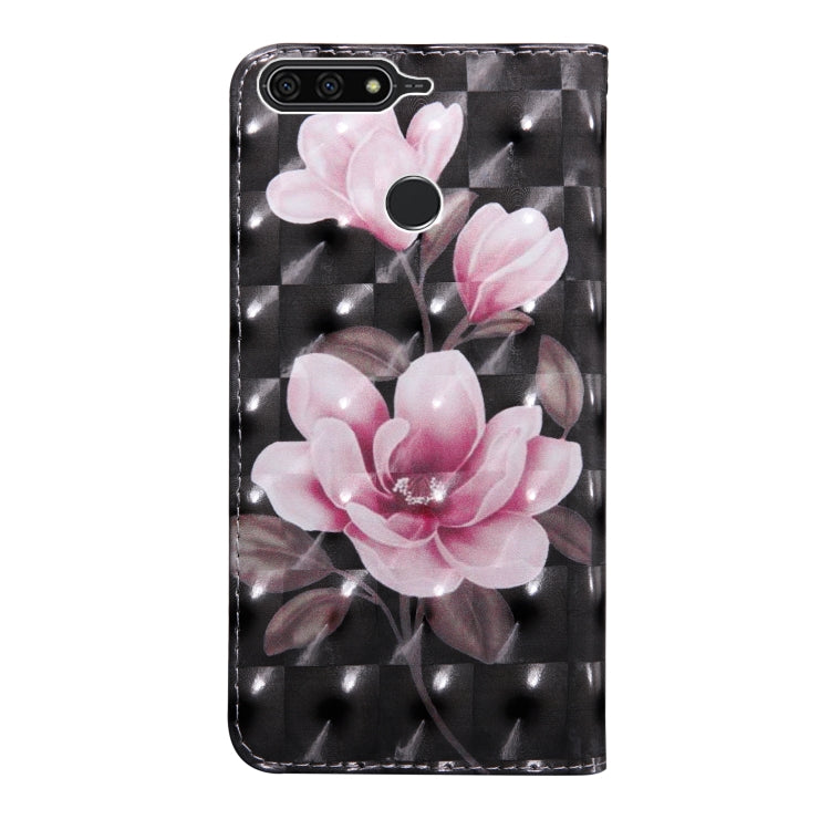 3D Painting Pattern Coloured Drawing Horizontal Flip TPU + PU Leather Case with Holder & Card Slots & Wallet for Huawei Y6 2018 (Pink Flower) - Huawei Cases by buy2fix | Online Shopping UK | buy2fix