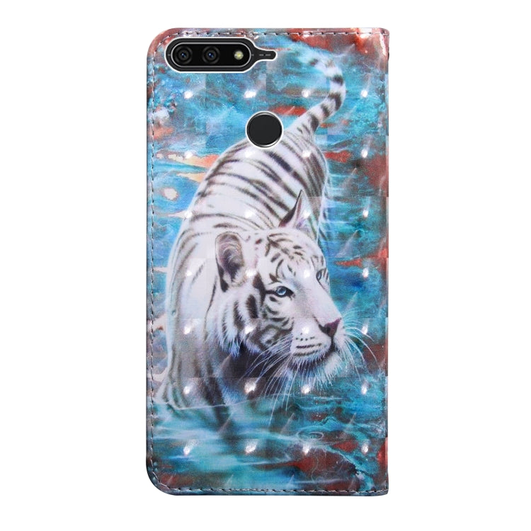 3D Painting Pattern Coloured Drawing Horizontal Flip TPU + PU Leather Case with Holder & Card Slots & Wallet for Huawei Y6 2018 (Tiger) - Huawei Cases by buy2fix | Online Shopping UK | buy2fix