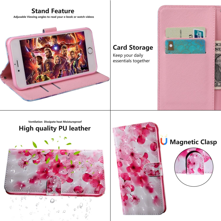 3D Painting Pattern Coloured Drawing Horizontal Flip TPU + PU Leather Case with Holder & Card Slots & Wallet for Motorola E5 Play Go(Red FLower) by buy2fix