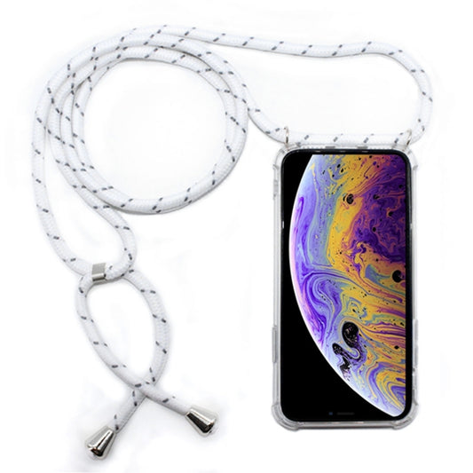 For iPhone X / XS Four-Corner Anti-Fall Transparent TPU Mobile Phone Case With Lanyard(White Grey) by buy2fix