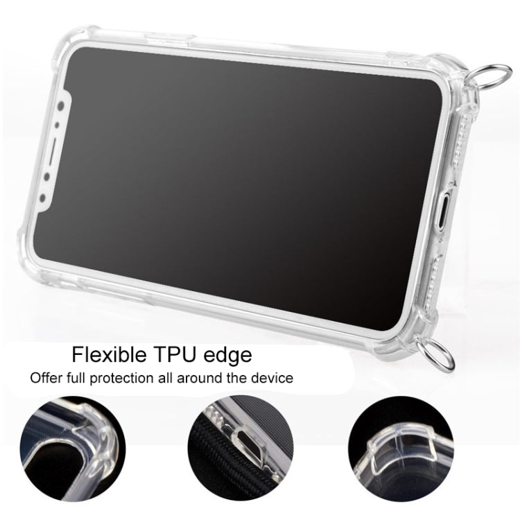 For iPhone X / XS Four-Corner Anti-Fall Transparent TPU Mobile Phone Case With Lanyard(Red Apricot Black) - More iPhone Cases by buy2fix | Online Shopping UK | buy2fix
