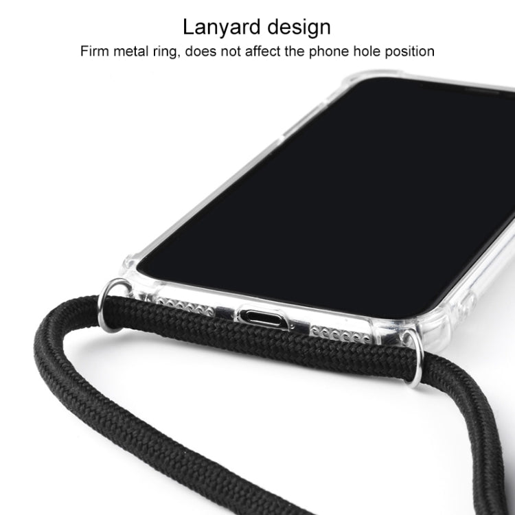 For iPhone X / XS Four-Corner Anti-Fall Transparent TPU Mobile Phone Case With Lanyard(Red Apricot Black) - More iPhone Cases by buy2fix | Online Shopping UK | buy2fix
