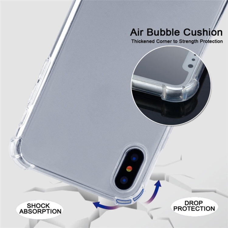For iPhone X / XS Four-Corner Anti-Fall Transparent TPU Mobile Phone Case With Lanyard(Red Apricot Black) - More iPhone Cases by buy2fix | Online Shopping UK | buy2fix