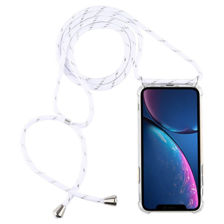 For iPhone XR Four-Corner Anti-Fall Transparent TPU Mobile Phone Case With Lanyard(White) - More iPhone Cases by buy2fix | Online Shopping UK | buy2fix