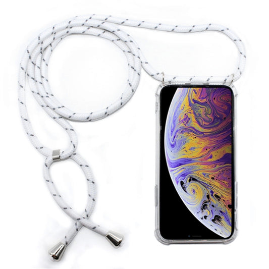 For iPhone XS Max Four-Corner Anti-Fall Transparent TPU Mobile Phone Case With Lanyard(White Grey) by buy2fix