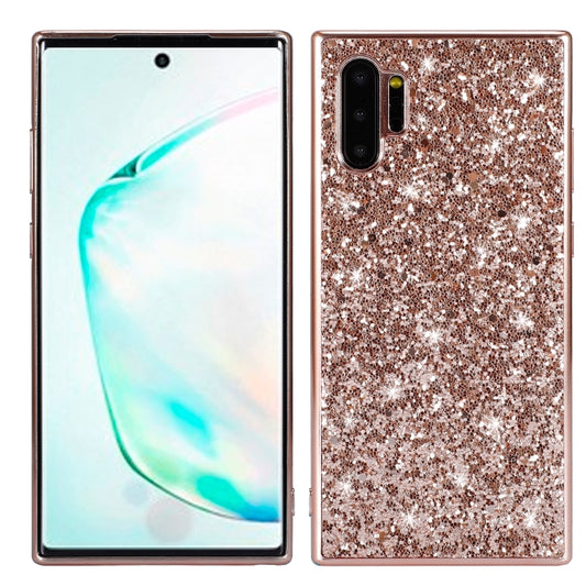 Plating Glittery Powder Shockproof TPU Case For Galaxy Note 10+(Rose Gold) by buy2fix