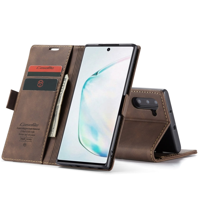 CaseMe-013 Multifunctional Horizontal Flip Leather Case with Card Slot & Holder for Galaxy Note 10(Coffee) by CaseMe