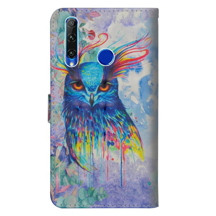 3D Painting Pattern Coloured Drawing Horizontal Flip TPU + PU Leather Case with Holder & Card Slots & Wallet for Huawei Honor 20 Lite(Watercolor Owl) - Honor Cases by buy2fix | Online Shopping UK | buy2fix