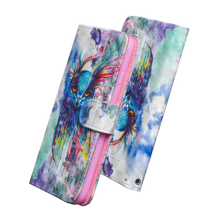3D Painting Pattern Coloured Drawing Horizontal Flip TPU + PU Leather Case with Holder & Card Slots & Wallet for Huawei Honor 20 Lite(Watercolor Owl) - Honor Cases by buy2fix | Online Shopping UK | buy2fix