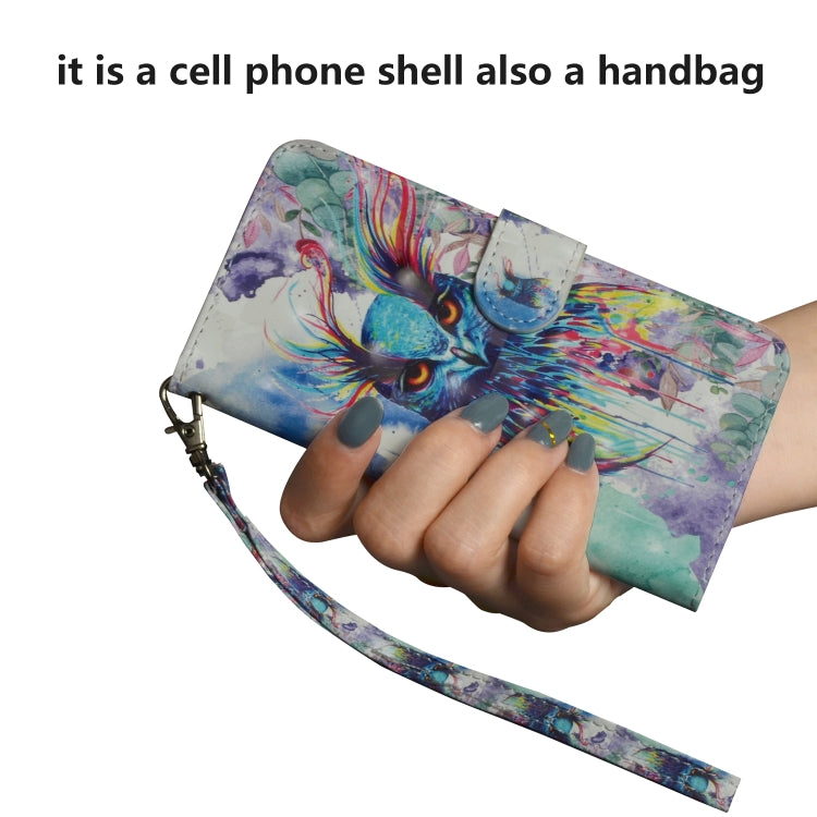 3D Painting Pattern Coloured Drawing Horizontal Flip TPU + PU Leather Case with Holder & Card Slots & Wallet for Huawei Honor 20 Lite(Watercolor Owl) - Honor Cases by buy2fix | Online Shopping UK | buy2fix